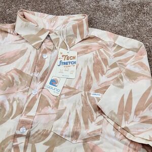 Laguna Mens Tech Stretch Tropical Leaf Print Button Down Shirt Size L NWT